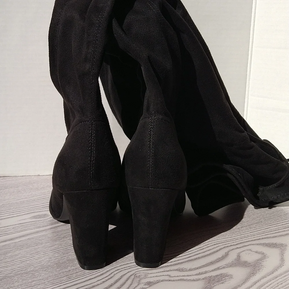 Unisa Quesia Black Faux Suede Over-The-Knee Boots